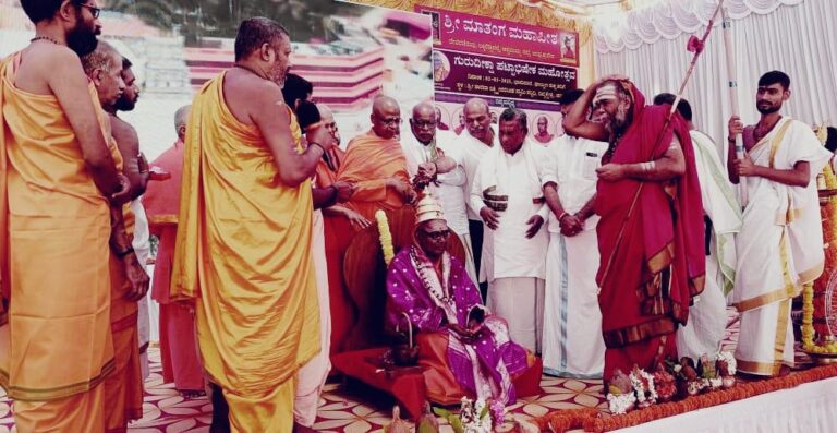 ಮಾತಾಂಗ ಗುರುಪೀಠದ ಪಟ್ಟಾಭಿಷೇಕ ಮಹೋತ್ಸವದಲ್ಲಿ ಆಹಾರ ಸಚಿವ ಕೆಹೆಚ್. ಮುನಿಯಪ್ಪ ಭಾಗಿ.