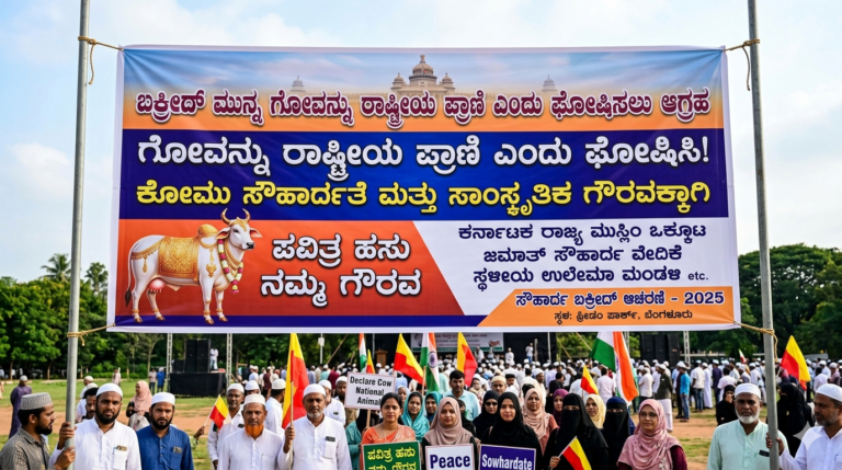 ವಿಶೇಷ ವರದಿ ;; ಬಕ್ರೀದ್‌ಗೂ ಮುನ್ನ ಗೋವನ್ನು ‘ರಾಷ್ಟ್ರೀಯ ಪ್ರಾಣಿ’ ಎಂದು ಘೋಷಿಸಲು ಮುಸ್ಲಿಂ ಸಂಘಟನೆಗಳ ಆಗ್ರಹ: ಕೋಮು ಸೌಹಾರ್ದತೆಗೆ ವಿಶಿಷ್ಟ ನಡೆ