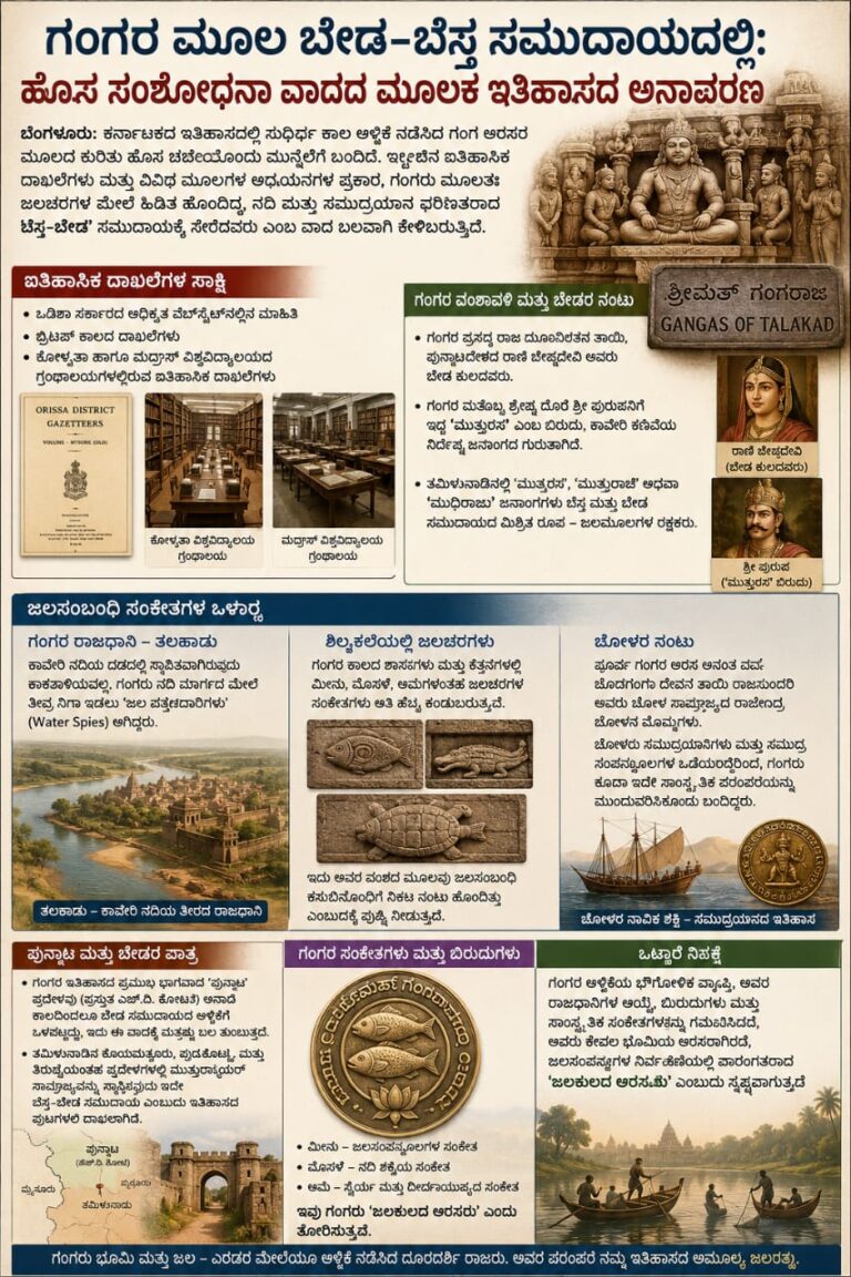 ಗಂಗರ ಮೂಲ ಬೇಡ-ಬೆಸ್ತ ಸಮುದಾಯದಲ್ಲಿ: ಹೊಸ ಸಂಶೋಧನಾ ವಾದದ ಮೂಲಕ ಇತಿಹಾಸದ ಅನಾವರಣ
